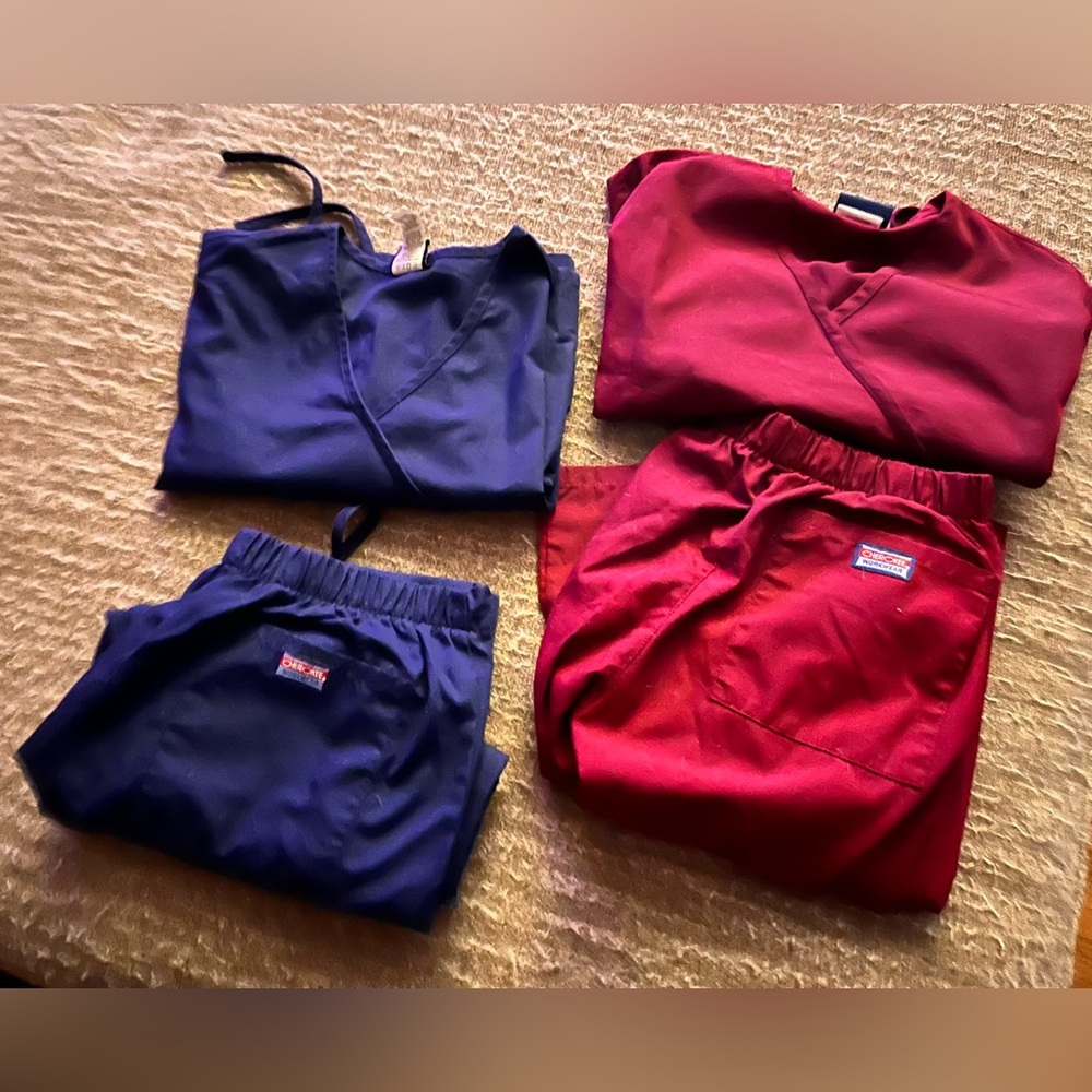 XS Navy and Burgundy Scrub Sets